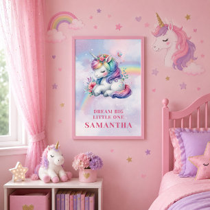Magical Unicorn Pastel Framed Poster Gift Canvas Print