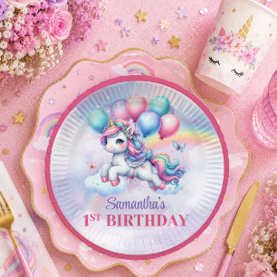 Magical Unicorn Pastel Girl Birthday Party Paper P Plates