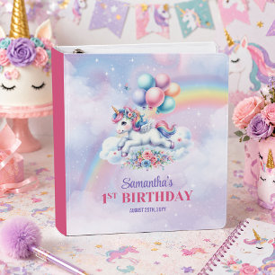 Magical Unicorn Pastel Girl Birthday Ring Binder