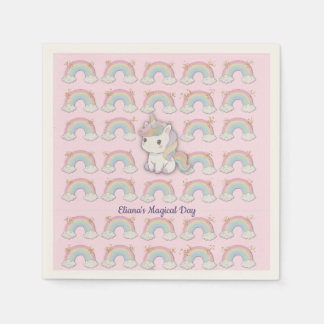 Magical Unicorn Pastel Rainbow Party Napkins
