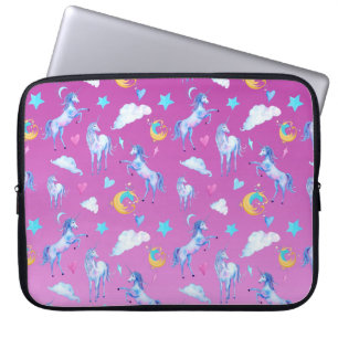 Magical Unicorn Pattern Watercolor Fantasy Design Laptop Sleeve