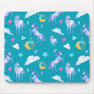 Magical Unicorn Pattern Watercolor Fantasy Design Mouse Pad