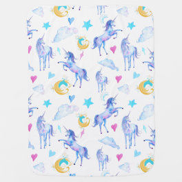 Magical Unicorn Pattern Watercolor Fantasy Design Swaddle Blanket