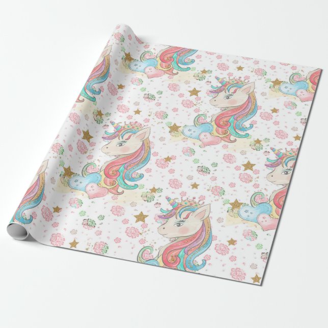 Magical Unicorn Pattern Wrapping Paper (Unrolled)