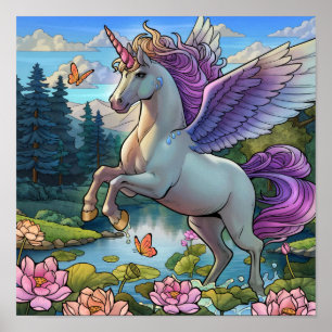 Magical Unicorn Pegasus Fairy Tale Kingdom Poster