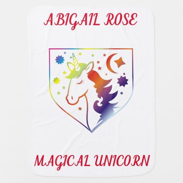 MAGICAL UNICORN PERSONALIZED BABY BLANKET. BABY BLANKET (Front)
