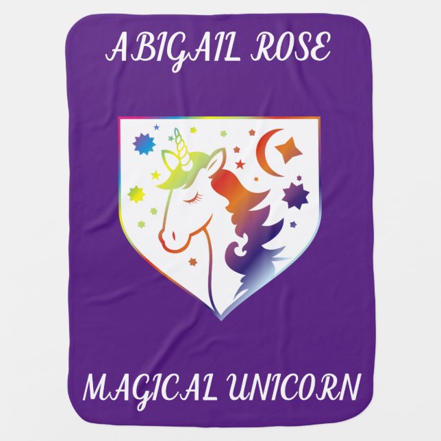 MAGICAL UNICORN PERSONALIZED BABY BLANKET. BABY BLANKET (Front)