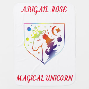 MAGICAL UNICORN PERSONALIZED BABY BLANKET. BLANKET