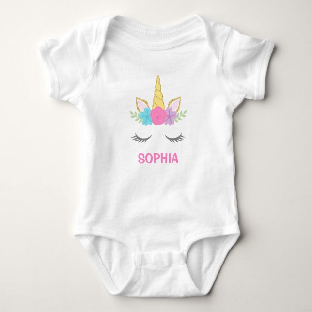 Magical Unicorn Personalized Baby Bodysuit (Front)