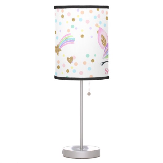 Magical Unicorn Personalized Baby Girl Cute Table Lamp (Left)