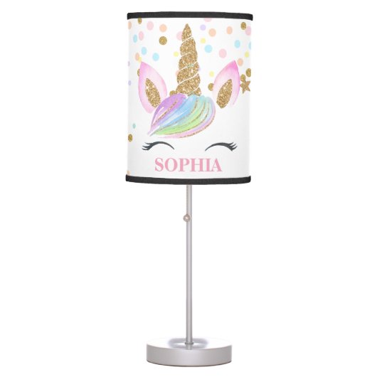 Magical Unicorn Personalized Baby Girl Cute Table Lamp (Front)