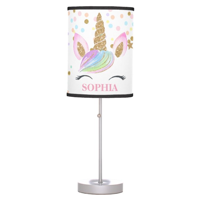 Magical Unicorn Personalized Baby Girl Cute Table Lamp (Front)