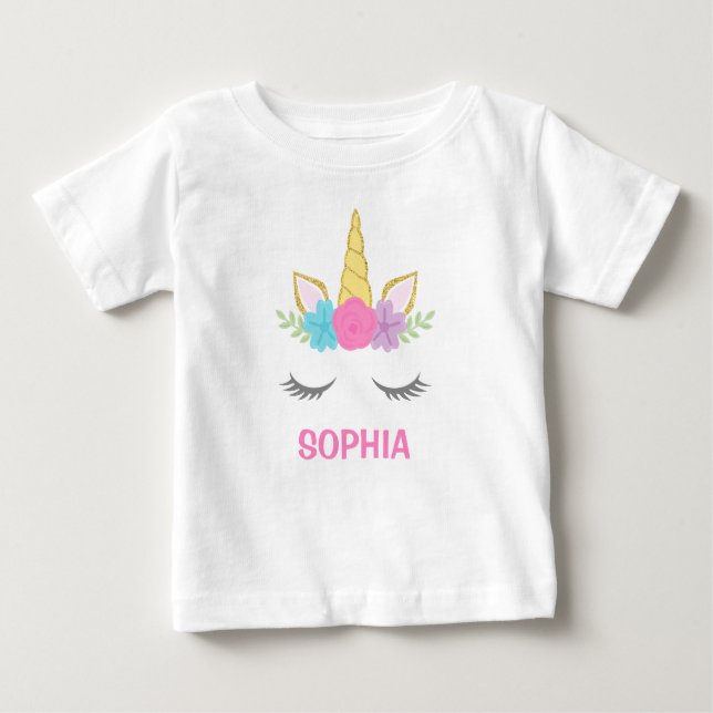 Magical Unicorn Personalized Baby T-Shirt (Front)