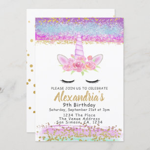Magical Unicorn Personalized Birthday Party Invitation