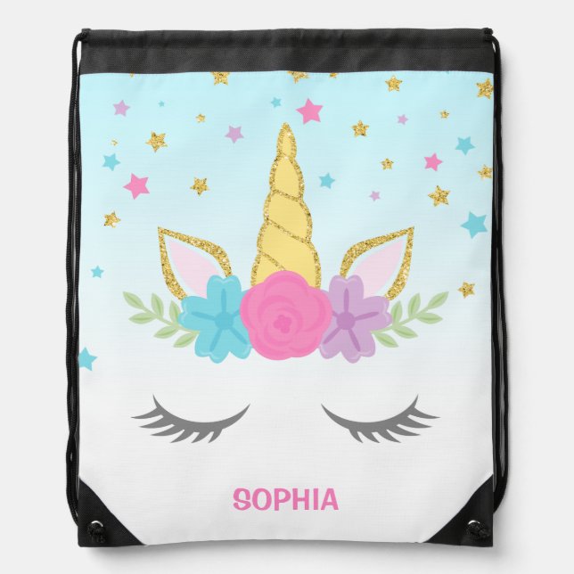 Magical Unicorn Personalized Drawstring Bag (Front)