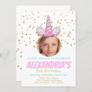Magical Unicorn Personalized Fun Birthday Party Invitation