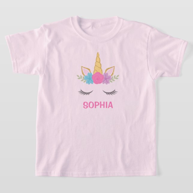 Magical Unicorn Personalized Girl T-Shirt (Laydown)