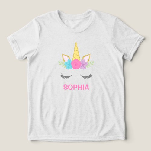 Magical Unicorn Personalized Girl Tri_Blend Shirt