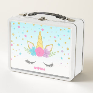 Magical Unicorn Personalized Kids Metal Lunch Box