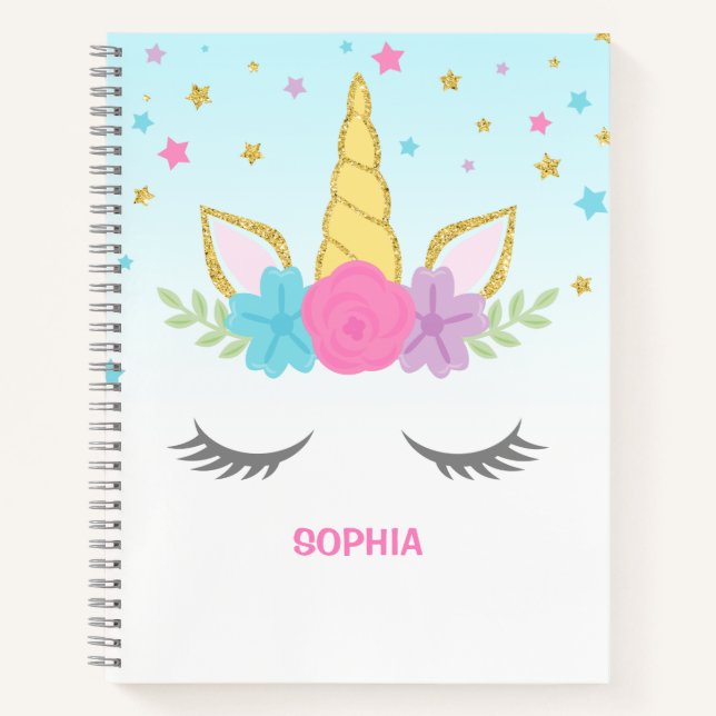 Magical Unicorn Personalized Kids Notebook (Front)