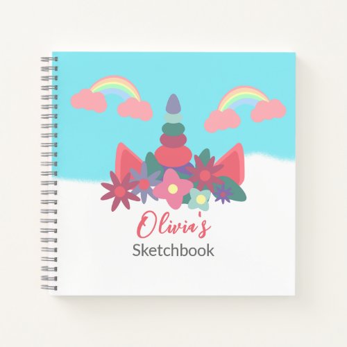 Magical Unicorn Personalized Kids Sketchbook  Notebook