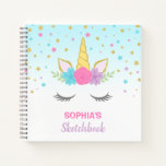 Magical Unicorn Personalized Kids Sketchbook Notebook at Zazzle