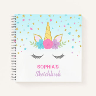 Magical Unicorn Personalized Kids Sketchbook Notebook