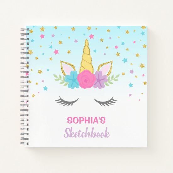 Magical Unicorn Personalized Kids Sketchbook Notebook