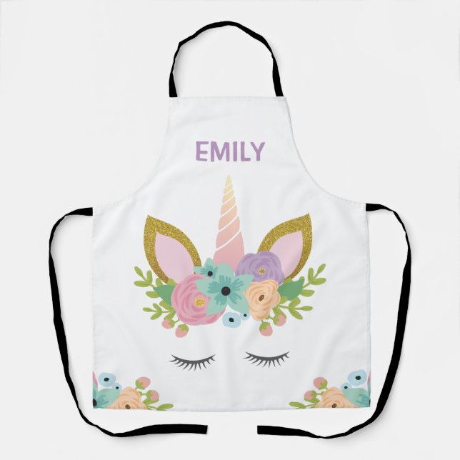 Magical Unicorn Personalized  name glitter girly   Apron (Front)
