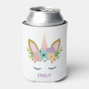 Magical Unicorn Personalized  name glitter girly   Can Cooler