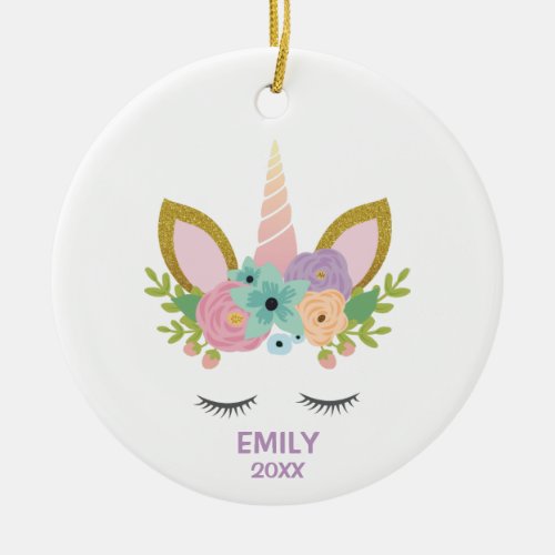 Magical Unicorn Personalized  name glitter girly   Ceramic Ornament