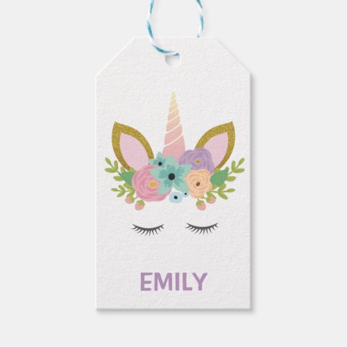 Magical Unicorn Personalized  name glitter girly   Gift Tags