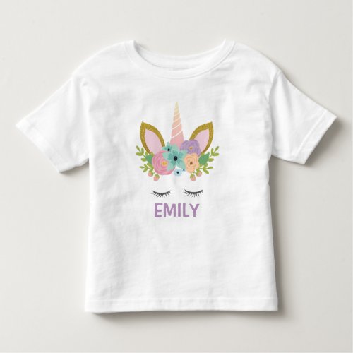 Magical Unicorn Personalized  name glitter girly Toddler T_shirt