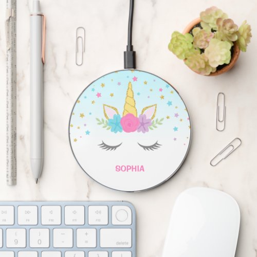 Magical Unicorn Personalized Name Wireless Charger
