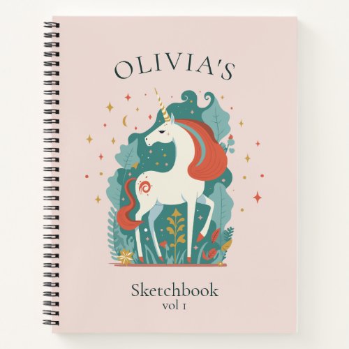 Magical Unicorn Personalized Sketchbook Kids Notebook