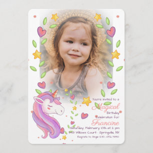 Magical Unicorn Photo Invitation