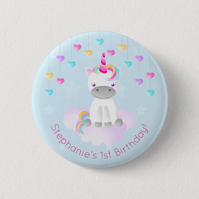 Magical Unicorn Pinback Button (Front)