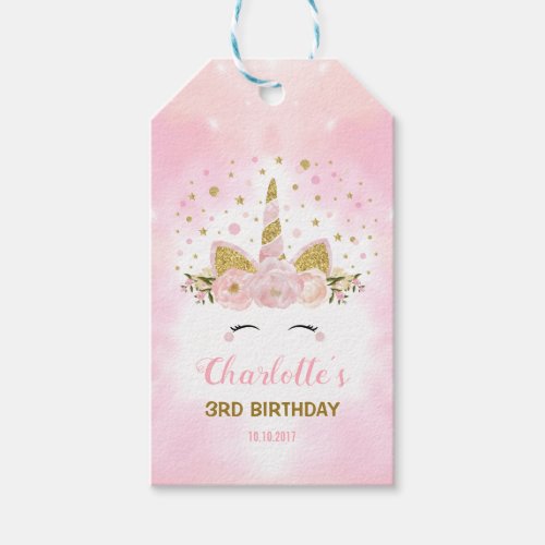 Magical Unicorn Pink Galaxy Clouds Twinkle Stars Gift Tags