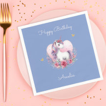 Magical Unicorn Pink Gold Elegant Birthday