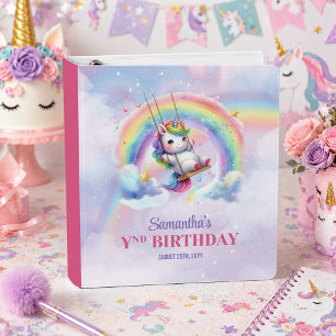 Magical Unicorn Pink Purple Girl Birthday Binder