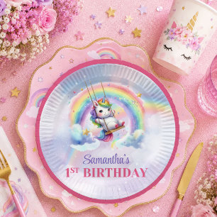 Magical Unicorn Pink Purple Girl Birthday Paper Pl Plates