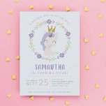 Magical Unicorn Princess | Pink & Gold Birthday Invitation<br><div class="desc">Create your own Custom Magical Unicorn Princess | Pink & Gold Birthday Invitation Cards using these templates by Cali Graphics. This cute design features a blush pink unicorn with purple hair and a gold glitter crown in a whimsical floral wreath. Underneath there is a modern birthday party typography in matching...</div>