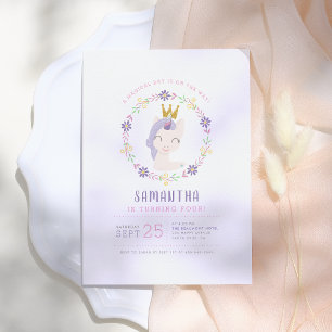 Magical Unicorn Princess   Pink & Gold Birthday Invitation