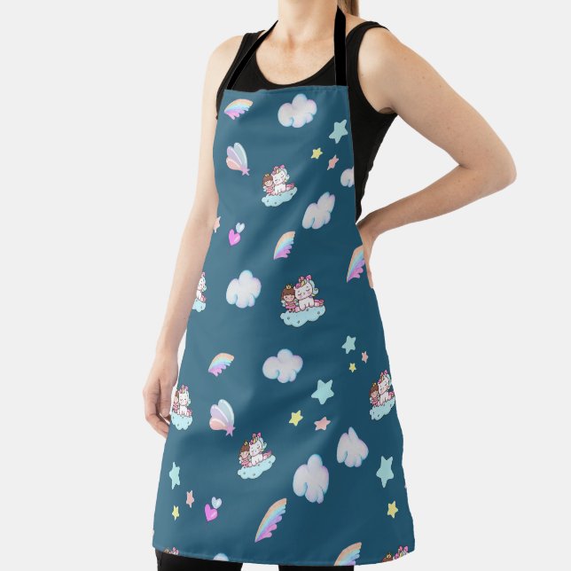 Magical Unicorn Princess rainbow pattern gradient  Apron (Insitu)