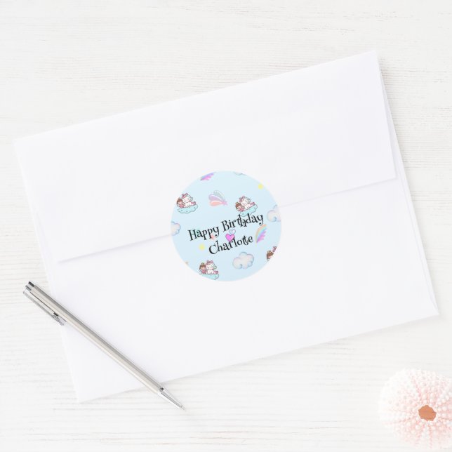 Magical Unicorn Princess rainbow pattern gradient  Classic Round Sticker (Envelope)