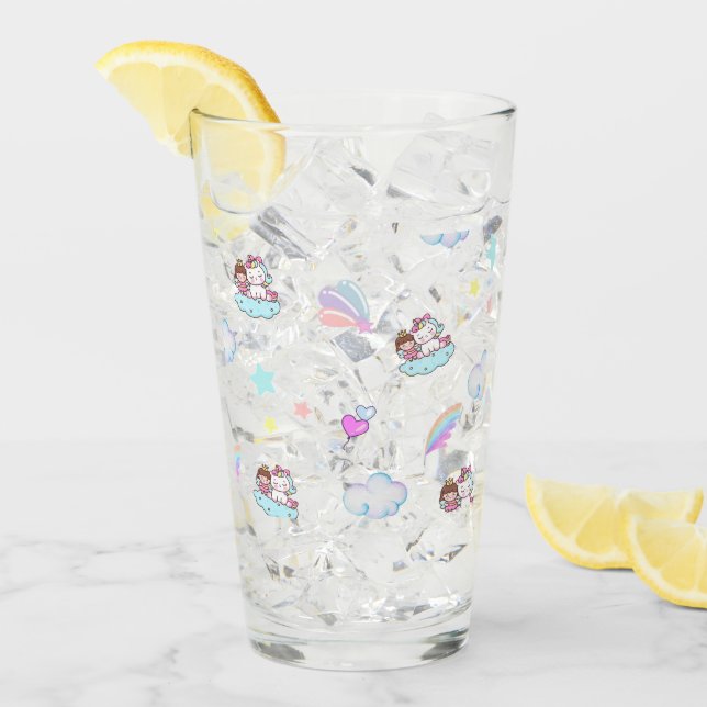 Magical Unicorn Princess rainbow pattern gradient  Glass (Front Ice)