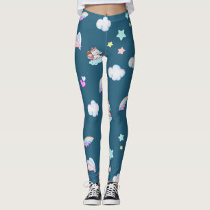 Magical Unicorn Princess rainbow pattern gradient Leggings