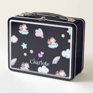 Magical Unicorn Princess rainbow pattern gradient Metal Lunch Box