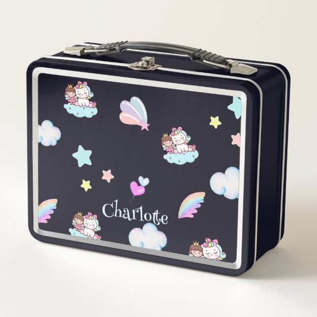 Magical Unicorn Princess rainbow pattern gradient  Metal Lunch Box (Front)