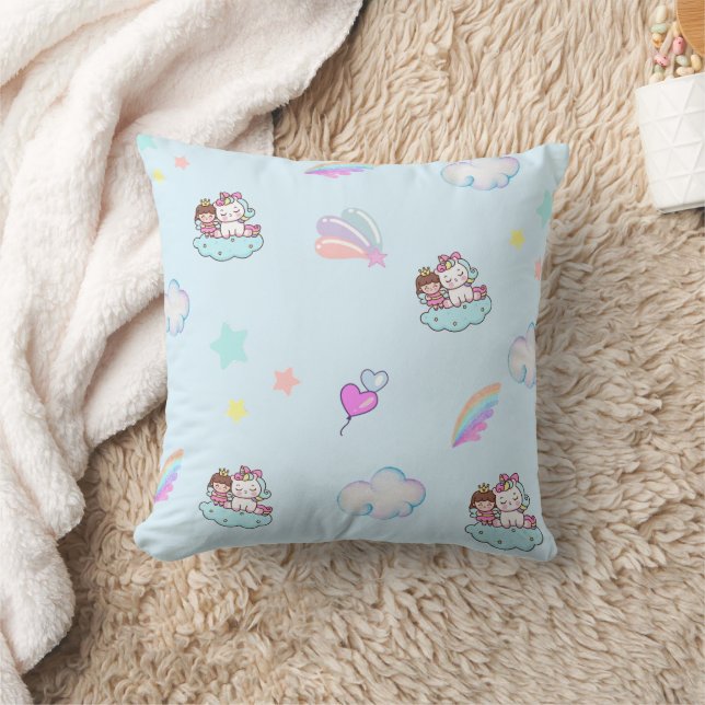Magical Unicorn Princess rainbow pattern gradient  Throw Pillow (Blanket)
